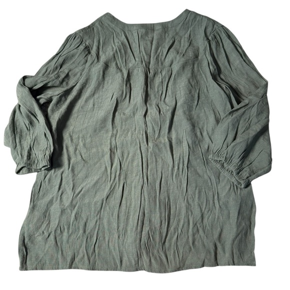 Nanette Lepore Olive Green Smocked Button Front Tunic Blouse Size Small - Picture 2 of 3